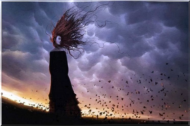 Woman in a whirlwind