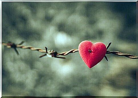 Heart attached to barbed wire, because anger is poisonous