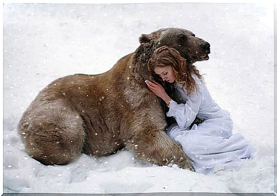 Woman and Bear