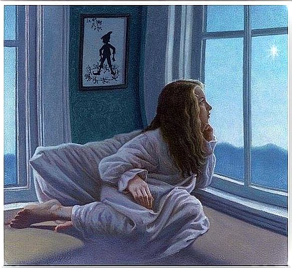 Girl Looking Out Her Window At The Stars