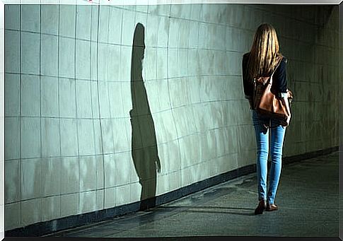 Girl Walking Outside In The Dark