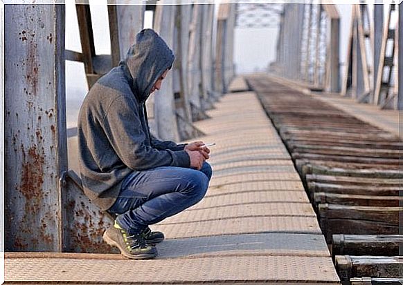 Sad Teen On Bridge