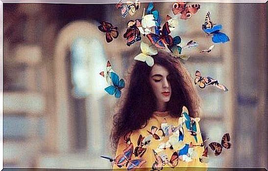 Girl With Butterflies All Around Her Thinking About My Inner Peace Is Non-Negotiable