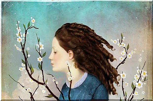 Woman with Flower Branches