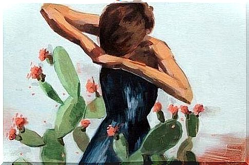 Woman among the cacti