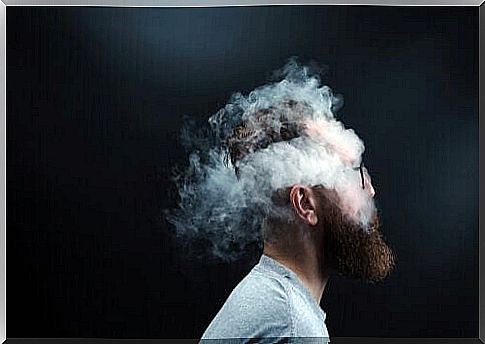 Man with his head in the smoke